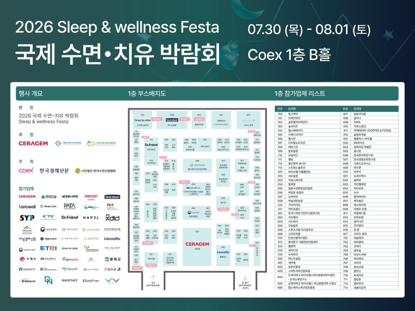 2026 국제수면치유박람회 현황판·부스배치도